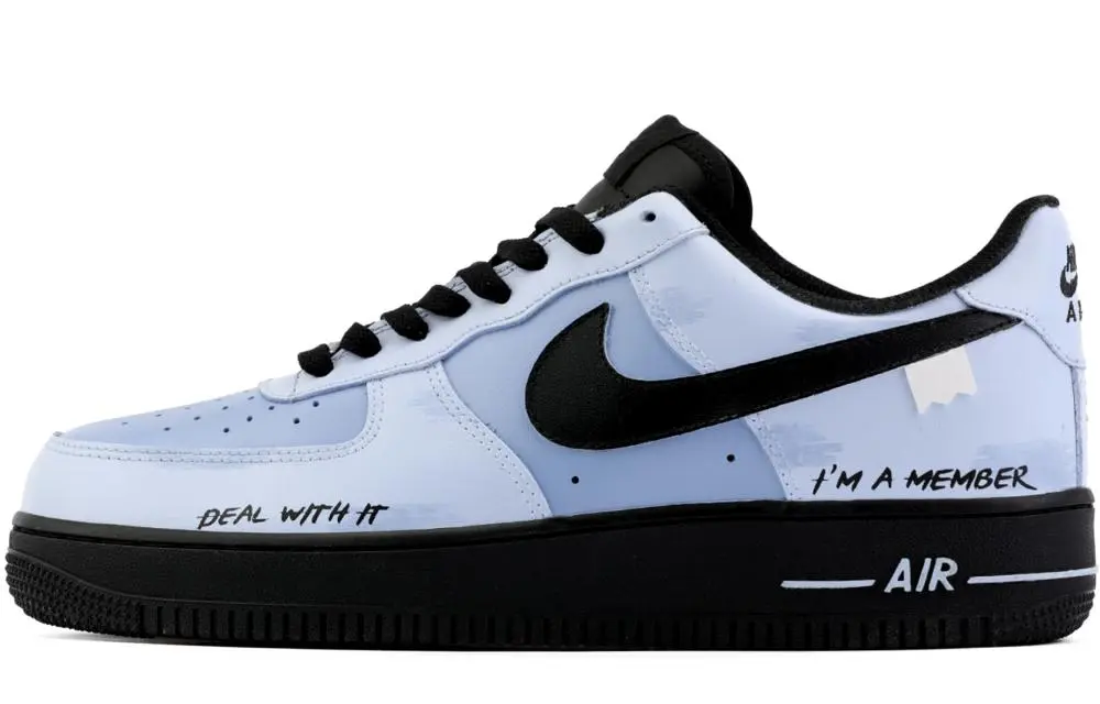 Nike Air Force 1 Abrasion Resistant Height Increasing Low top Skateboard Shoes Unisex Blue Black