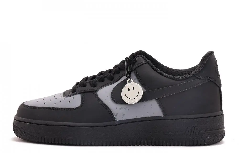 Nike Air Force 1 Coverage Abrasion Resistant Low top Skateboard Shoes Unisex Black Gray