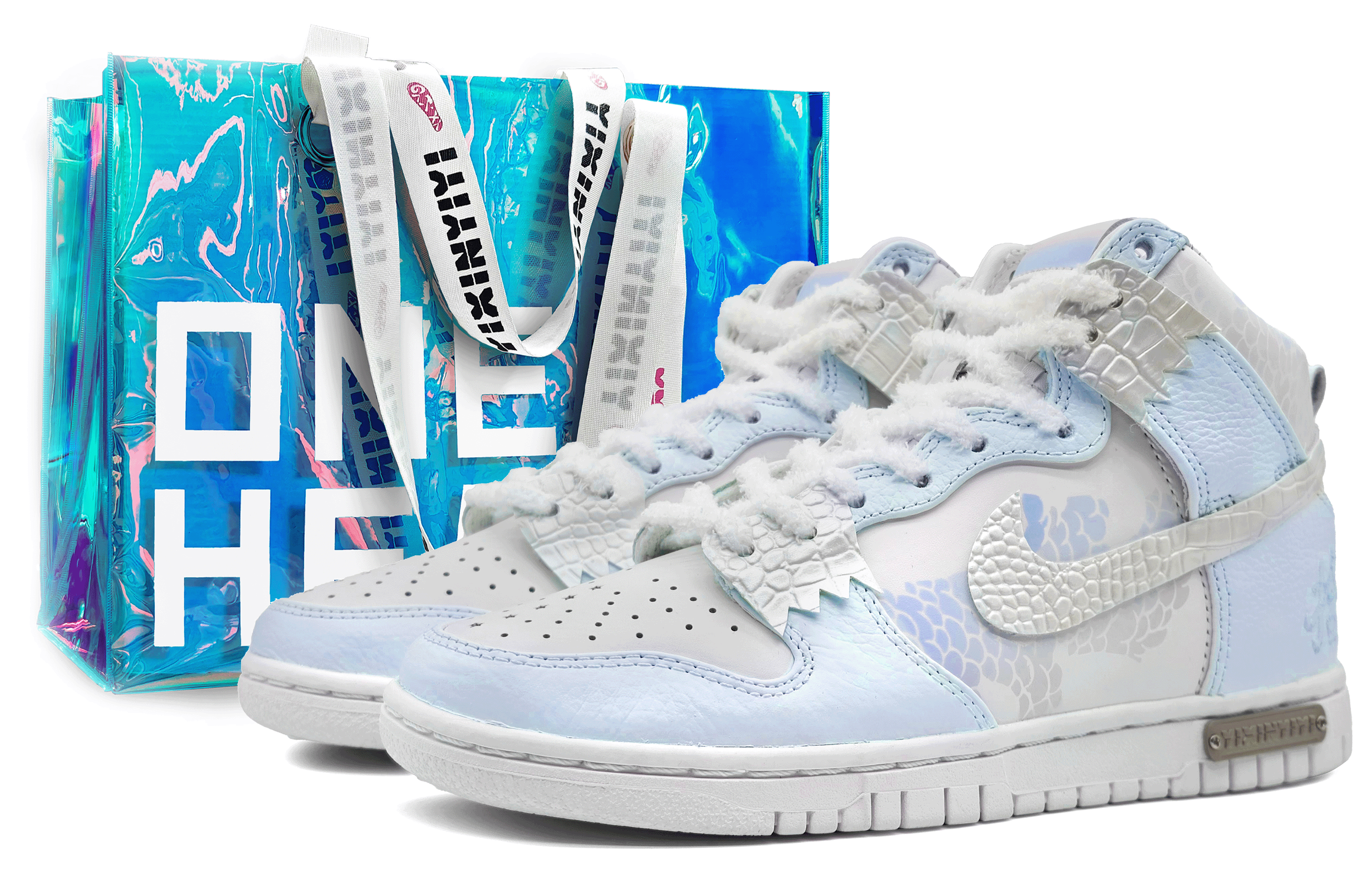 Nike Dunk High top Skateboard Shoes Unisex Blue White