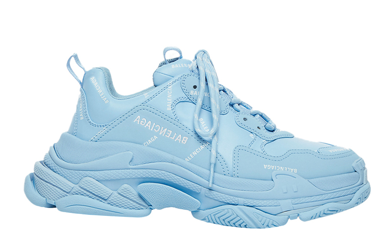 Balenciaga All Over Logo Triple S Blue Grey Women's