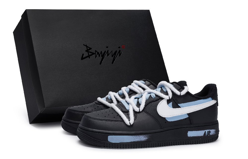 Nike Air Force 1 Low-Top Skateboard Shoes Unisex Black White Blue