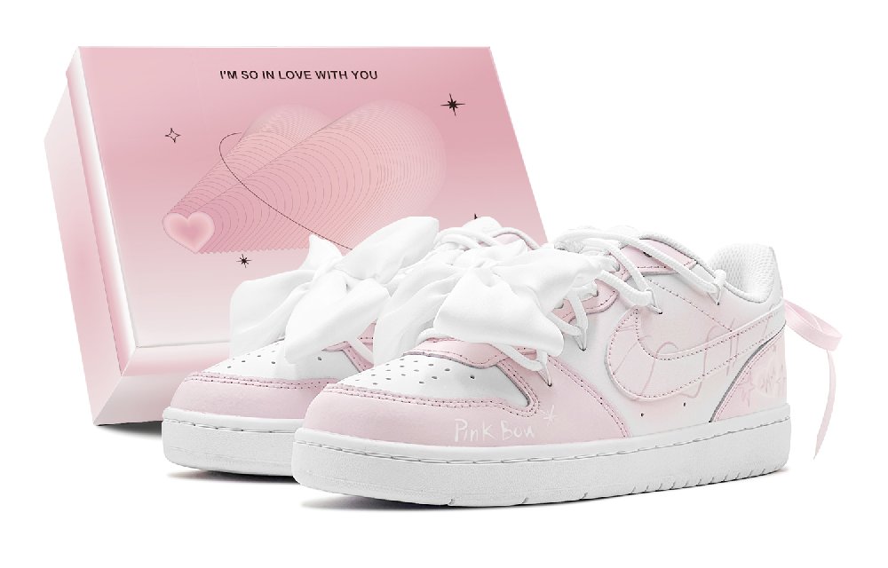 Nike Court Borough 2 Romantic Casual Girlish Bowknot Sweet Sister Outfit Low-Top Skateboard Shoes Women's Pink