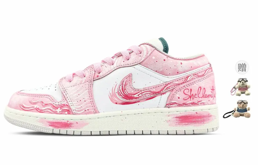 Jordan Air Jordan 1 Abrasion Resistant Low top Vintage Basketball Shoes Unisex Cherry Blossom Pink