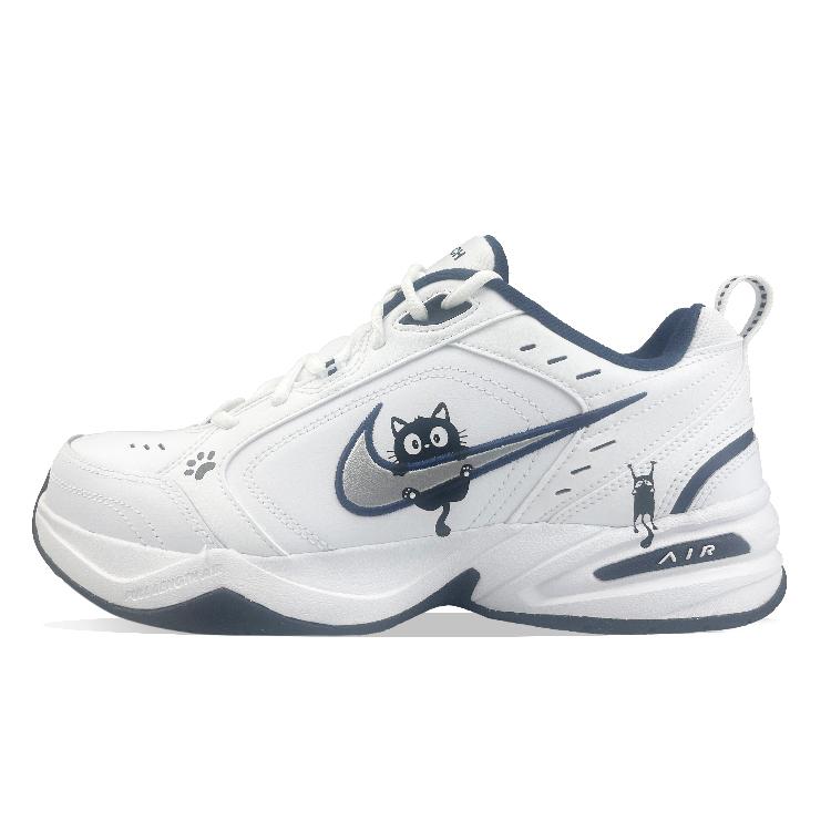 Nike Air Monarch 4 Anti-Slip And Wear-Resistant Height Increasing Low-Top Chunky Sneakers Unisex White Black
