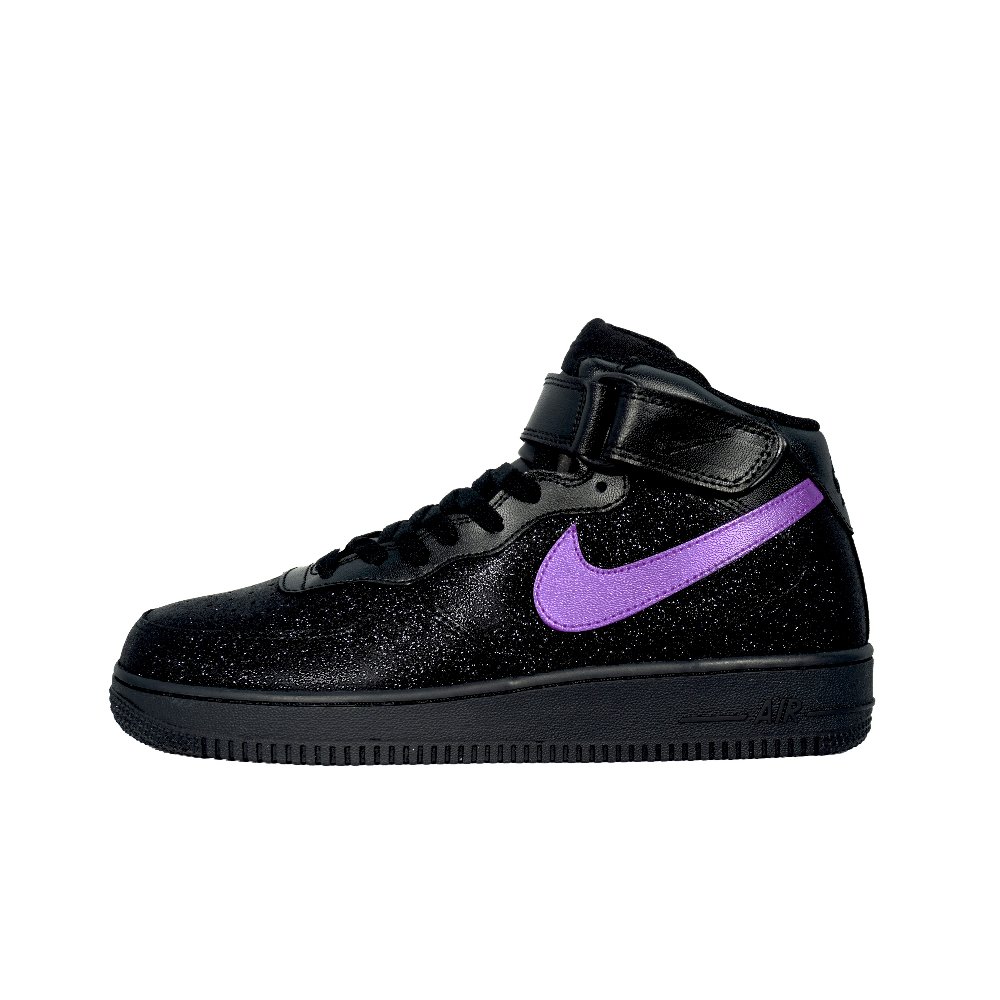 Nike Air Force 1 Breathable Height Increasing Mid-Top Skateboard Shoes Unisex Black Purple