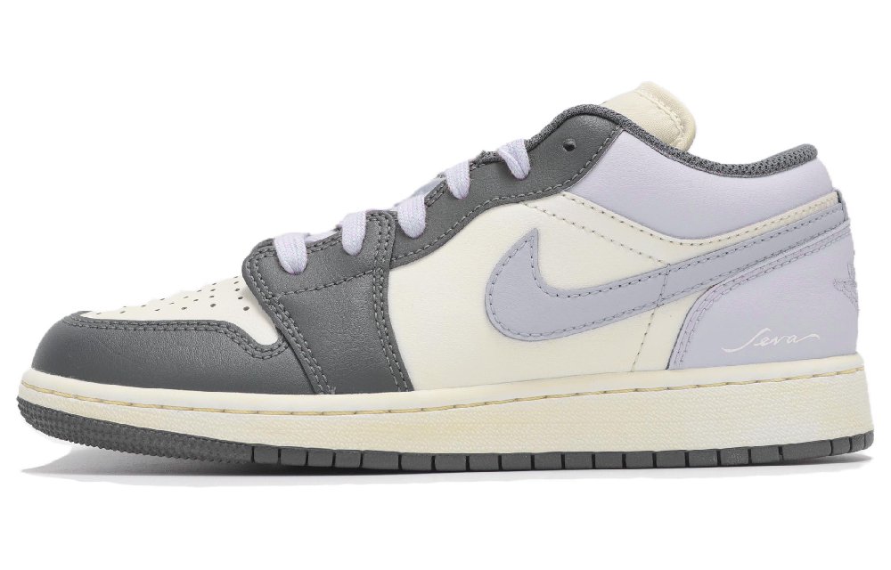 Jordan Air Jordan 1 Low Top Vintage Basketball Shoes Unisex Light Purple