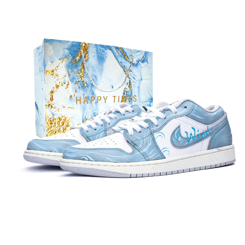 Jordan Air Jordan 1 Cushioning, Wear Resistant Low Top Vintage Basketball Shoes Unisex Blue