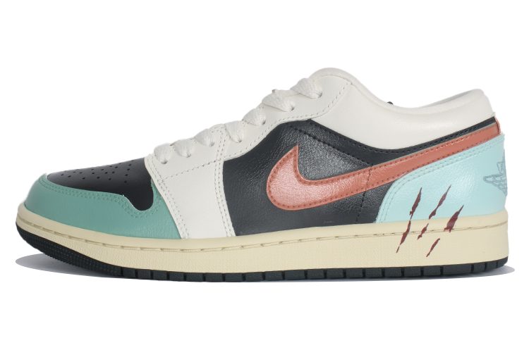 Jordan Air Jordan 1 Cushioned Wear-Resistant Slip-Resistant Low-Top Vintage Basketball Shoes Women's Black Green
