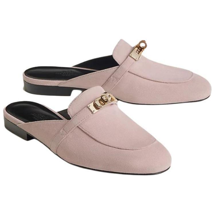 HERMES Oz Rubber Sole Wrap-toe Slippers Women's Pink
