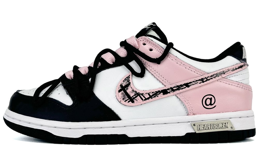 Nike Dunk Slip Resistant Cushioning Abrasion Resistant Low Top Skateboard Shoes GS Black Pink White