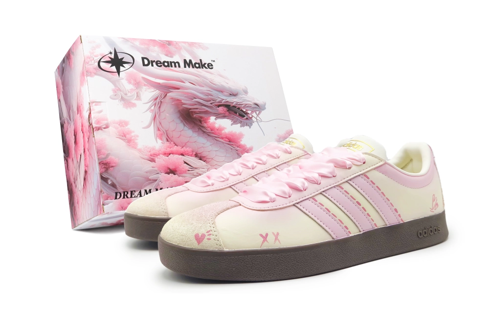 Adidas Vl Court Classic Cream Bubbles Low top Skateboard Shoes Women's Pink