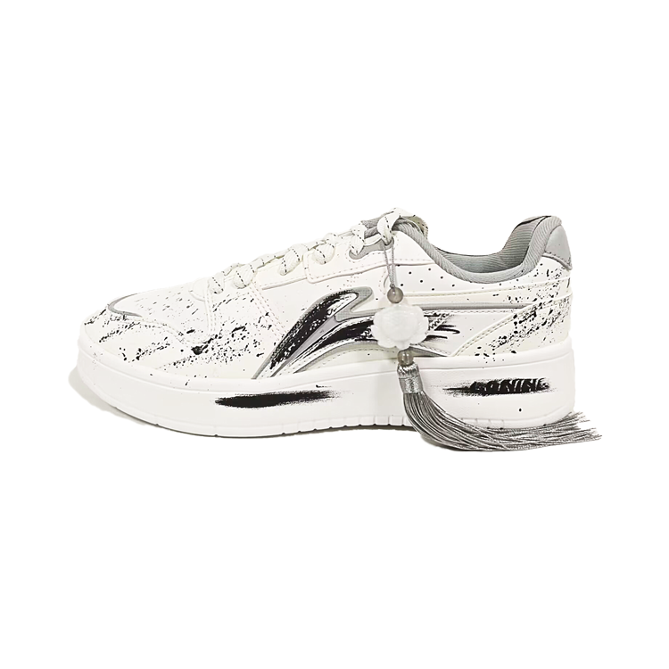 LiNing Acer Truncatum Cushioning Abrasion Resistant Breathable Low Top Skateboard Shoes Men's White Moon
