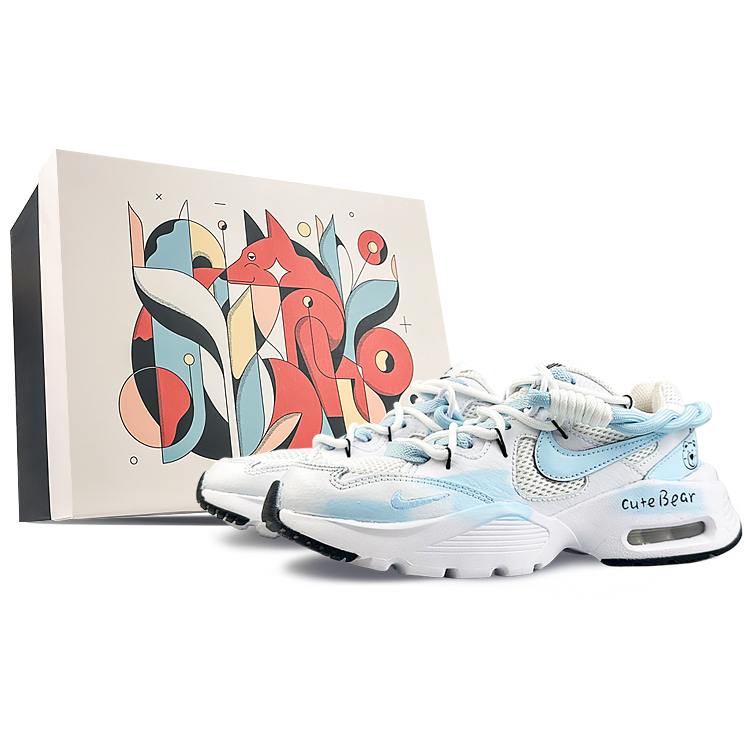 Nike Air Max Fusion Cushioning Anti-Slip And Wear-Resistant Low-Top Running Shoes Women's White Blue