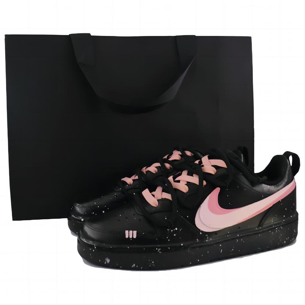 Nike Court Borough Dreamy Fairy Anti Slip Wear Resistant Low Top Skateboard Shoes GS Black Pink