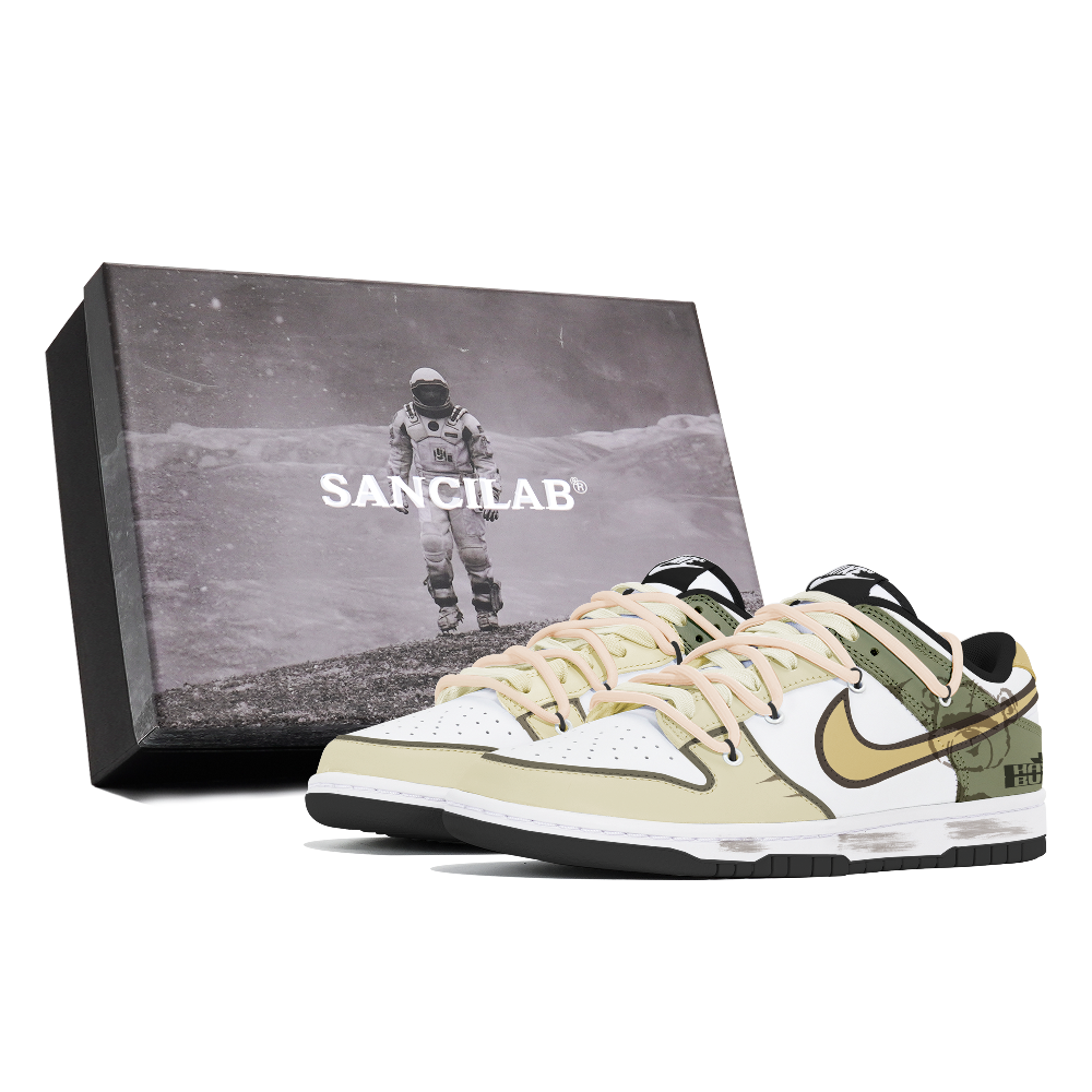 Nike Dunk Tri-Experimental Laboratory Anti-Slip Wear-Resistant Low-Top Skateboard Shoes Unisex White Gray Yellow
