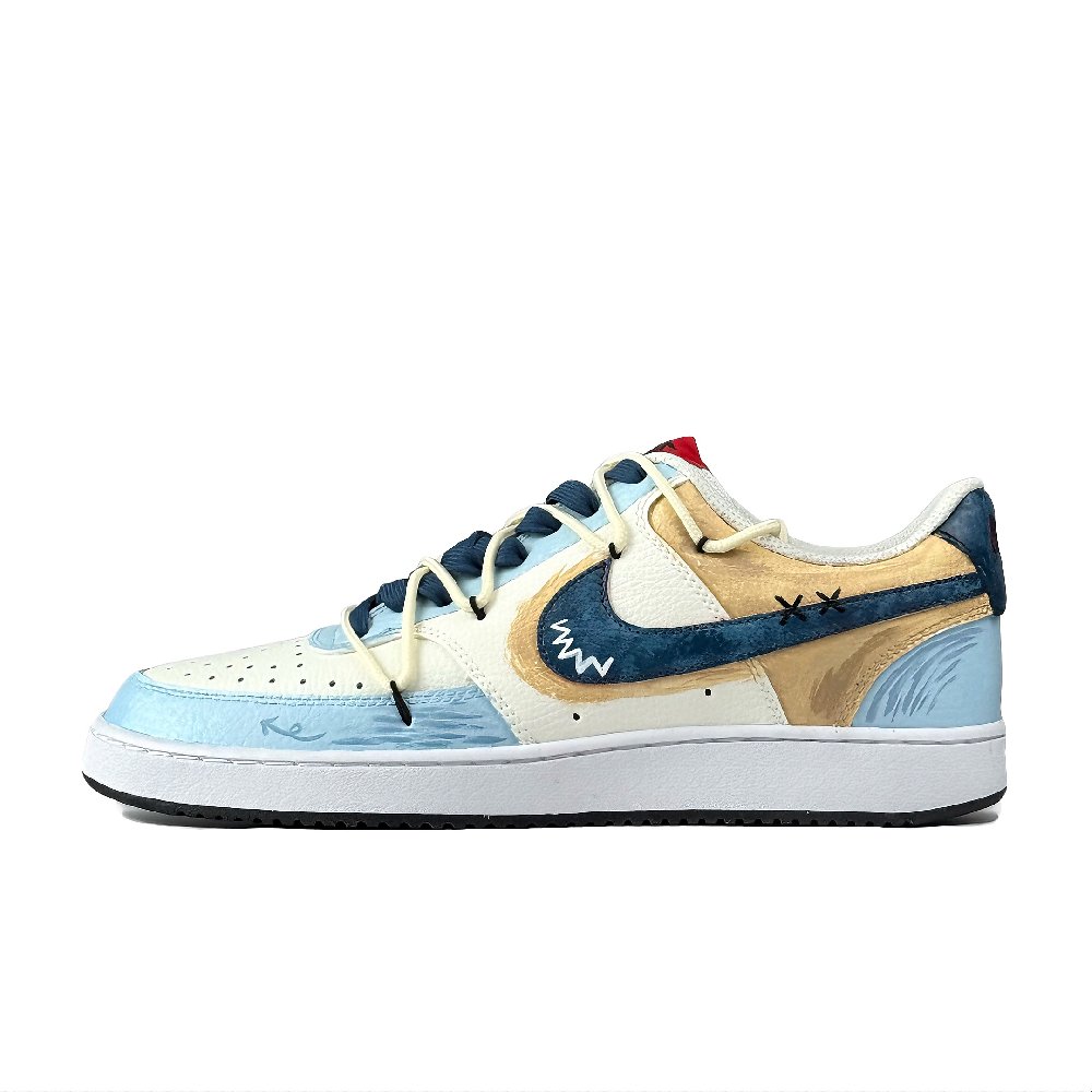 Nike Court Vision 1 Sea Salt Wave Shadow Abrasion Resistant Low Top Skateboard Shoes Men's Blue White