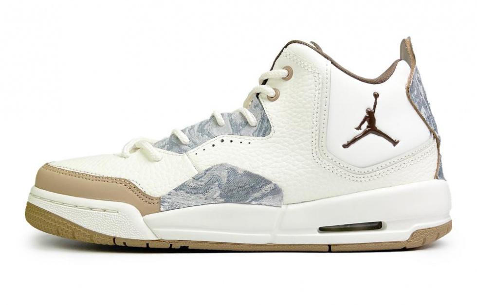 Jordan Courtside 23 Milk White Sea Salt High-Top Vintage Basketball Shoes Women's Blue White