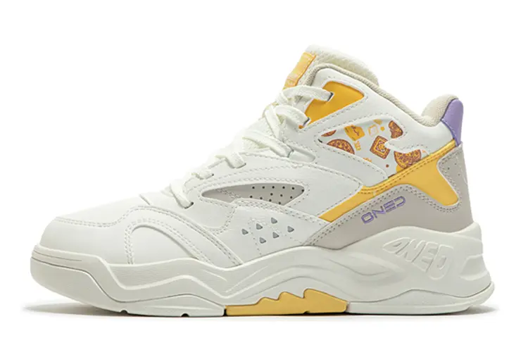 361° Type Winter Cookie Slip Resistant, Abrasion Resistant, Thermal High Top Casual Shoes Women's White Yellow