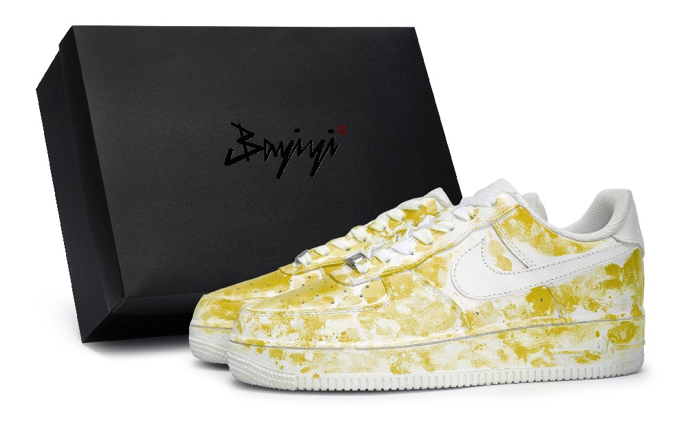 Nike Air Force 1 Sky Halo Radiant Yellow Slip-Resistant Low-Top Skateboard Shoes Unisex White Yellow