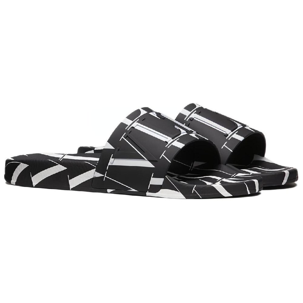 Valentino TIMES Quiet Slide Slippers Men's Black White