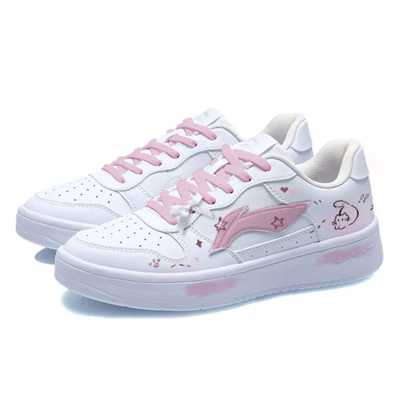 LiNing Pontoon Boats Wear resistant And Lightweight Low Top Skateboard Shoes Women's Pink White купить в интернет-магазине Yoocart с быстрой доставкой по России.