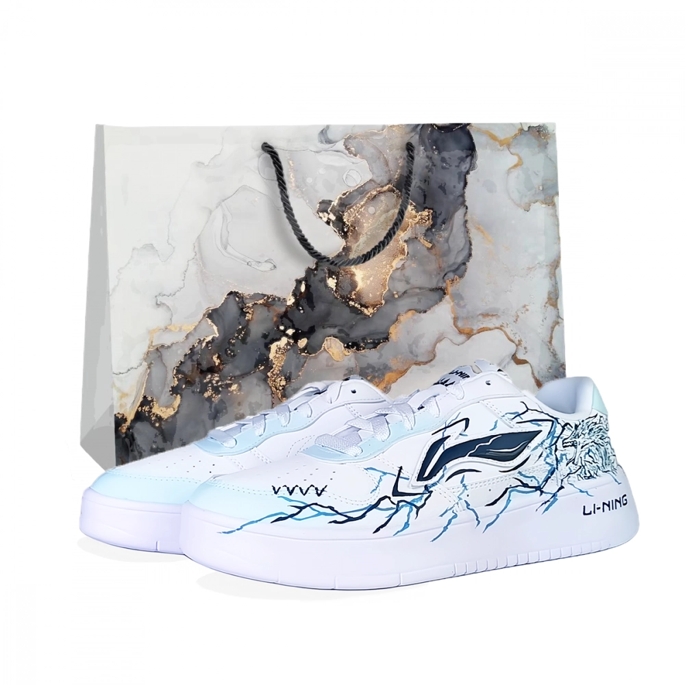LiNing Pontoon Boats Anti Slip And Wear Resistant Height Increasing Low top Skateboard Shoes Men's Blue