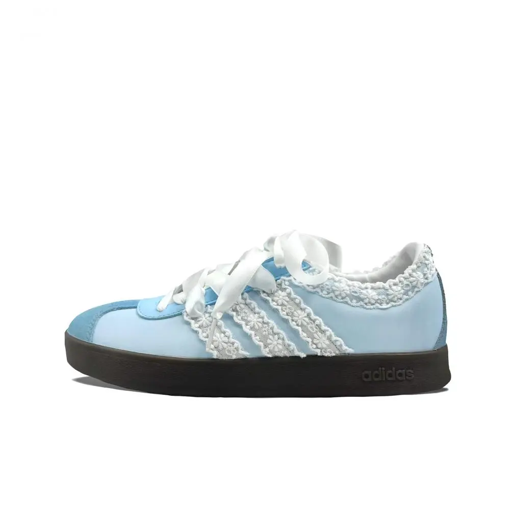 Adidas Neo VL Court 2.0 Slip Resistant Abrasion Resistant Low top Skateboard Shoes Women's Milk Blue Silver