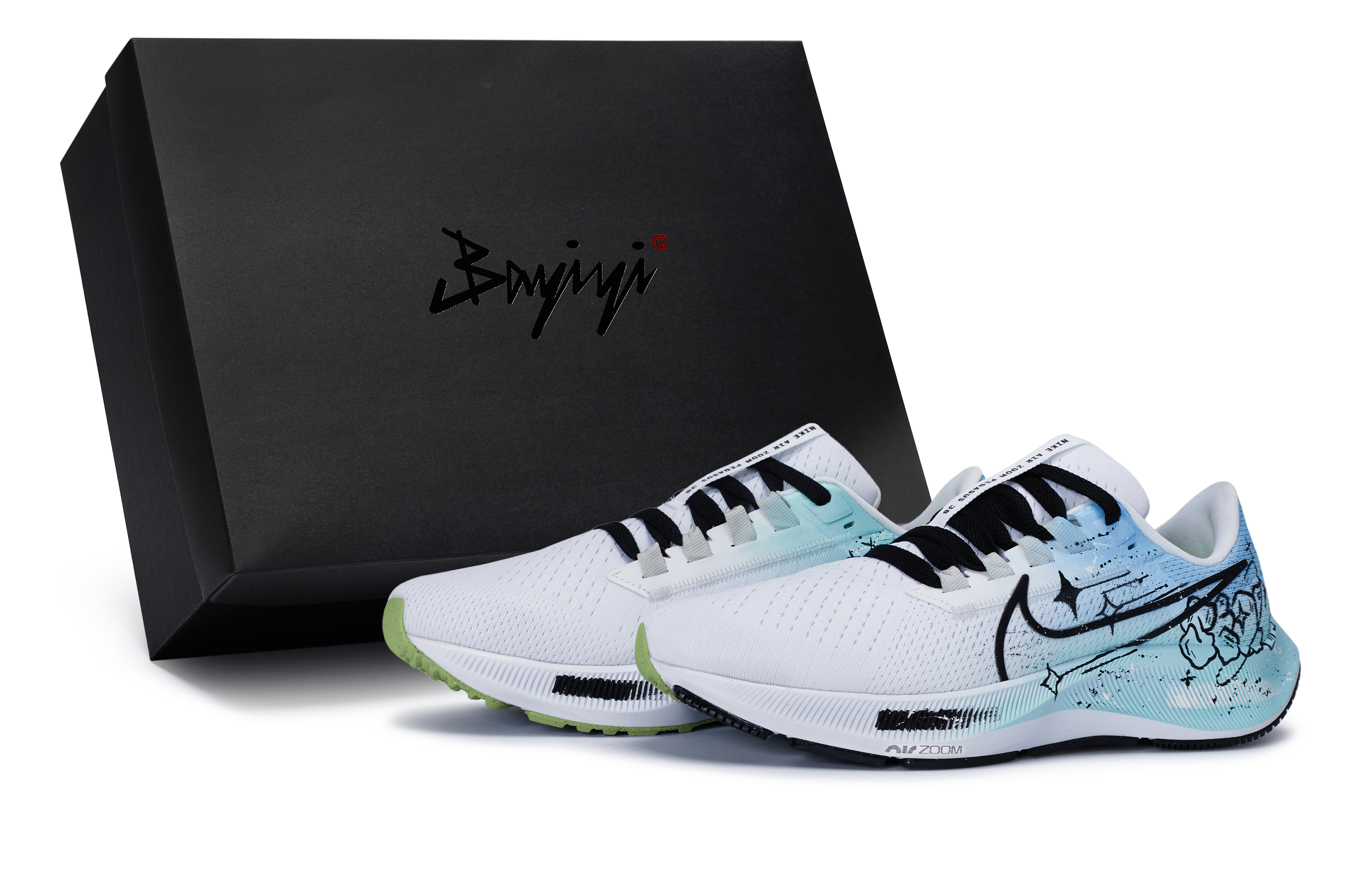 Nike Pegasus 38 Low-Top Running Shoes Men's White Blue