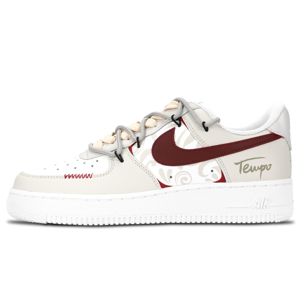 Nike Air Force 1 Air Force 1, Totem Print Abrasion Resistant Low Top Skateboard Shoes Unisex Red White