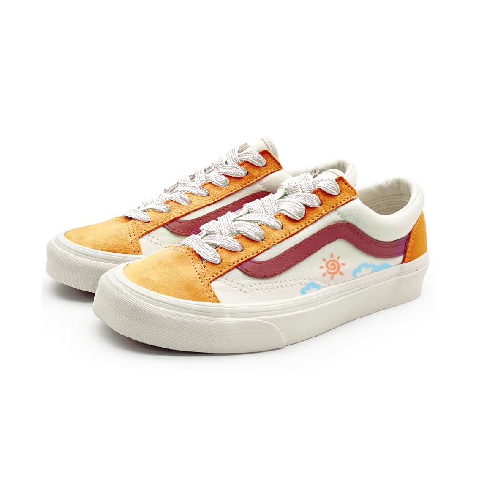 Vans Style 36 Summer Day Abrasion Resistant Low Top Skateboard Shoes Unisex Orange Red