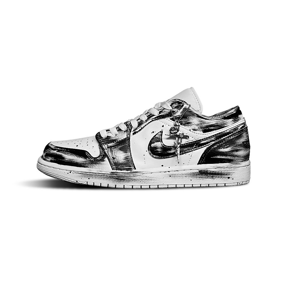 Jordan Air Jordan 1 Tower Rabbit Cushioning, Wear Resistant Low Top Vintage Basketball Shoes Men's Black