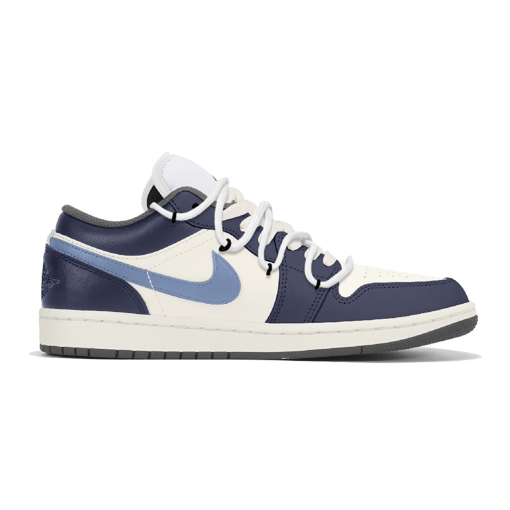 Jordan Air Jordan 1 Wear-Resistant Low-Top Vintage Basketball Shoes Unisex Navy Blue