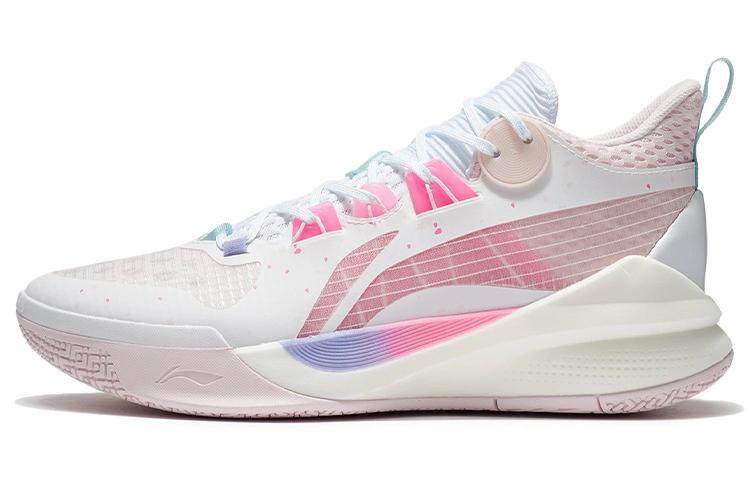 LiNing Sonic 10 Team Cushioning Anti-Slip And Wear-Resistant Coverage Support Low-Top Basketball Shoes Men's White Pink