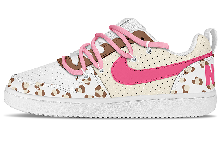 Nike Court Borough Low-Top Skateboard Shoes GS Brown Pink