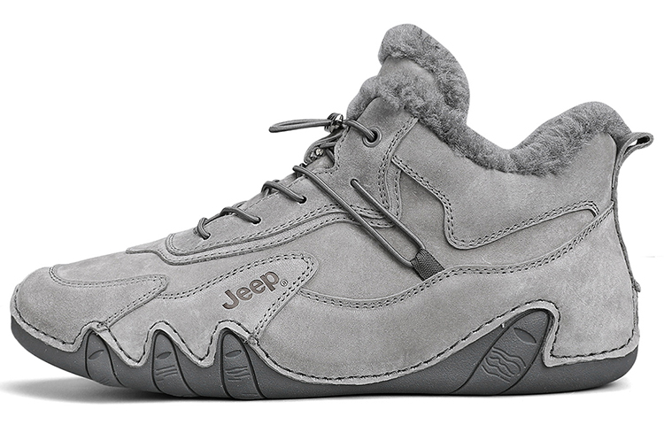 Jeep Warm And Wear-Resistant Ankle-Length Outdoor Boots Men's Gray
