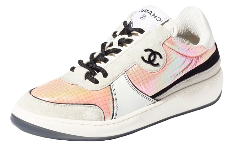 CHANEL Low Top Stylish Skateboarding Shoes Women's Light Gray