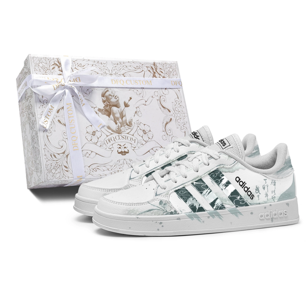 Adidas Neo Breaknet Cyan Dragon Box Abrasion Resistant Low top Skateboard Shoes Unisex White Green