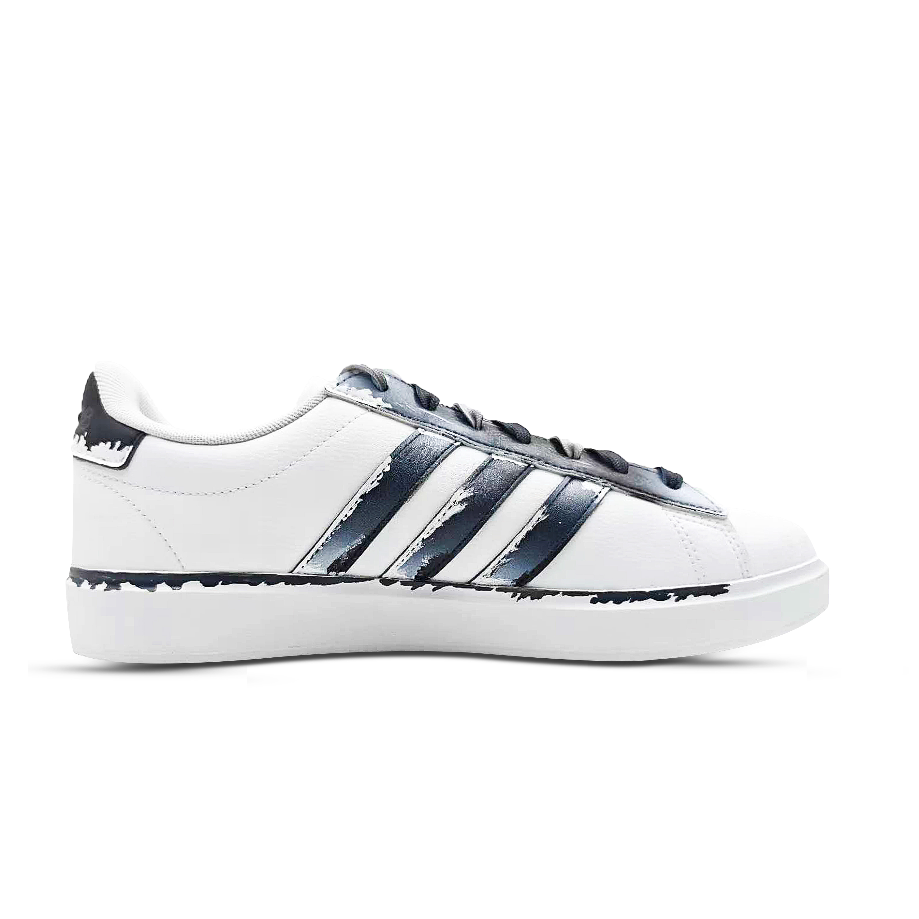 Adidas Neo GRAND COURT Ink Wash Leisurely Courtyard Abrasion Resistant Low top Skateboard Shoes Unisex Black White