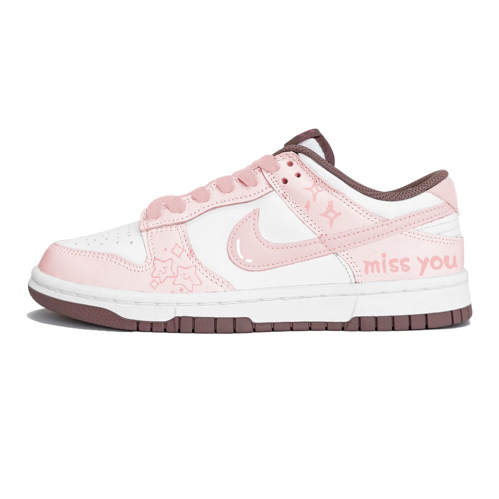 Nike Dunk Slip-Resistant Low-Top Skateboard Shoes Women's Pink White