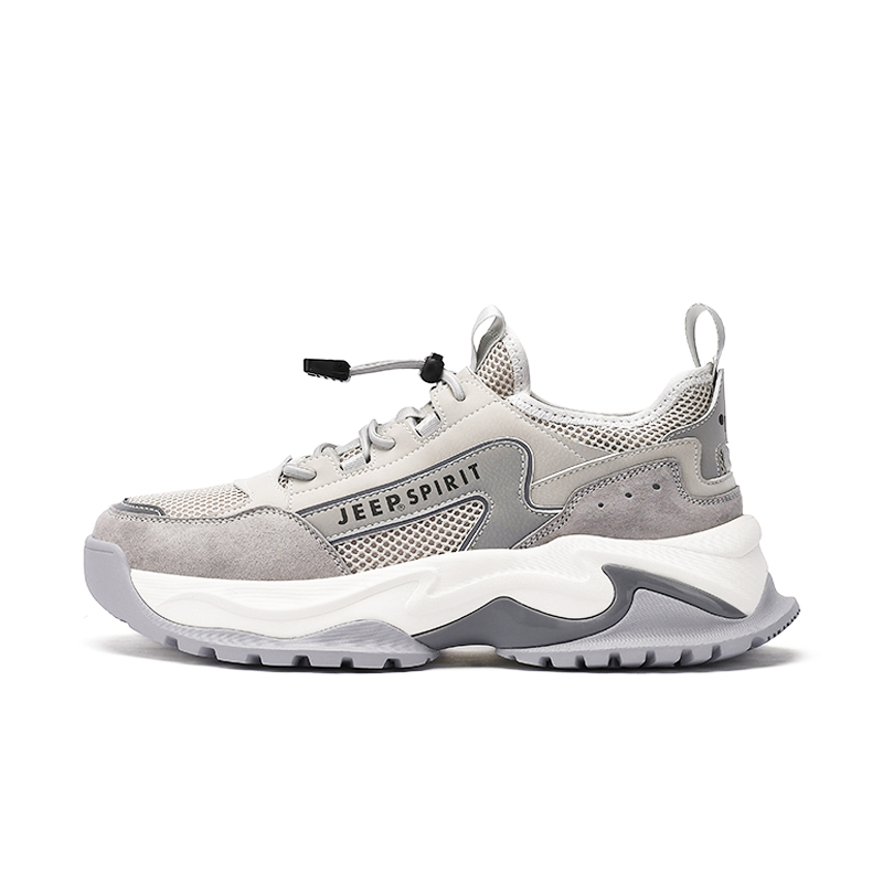 JEEP SPIRIT Low Top Chunky Sneakers Men's Moon Dust Gray