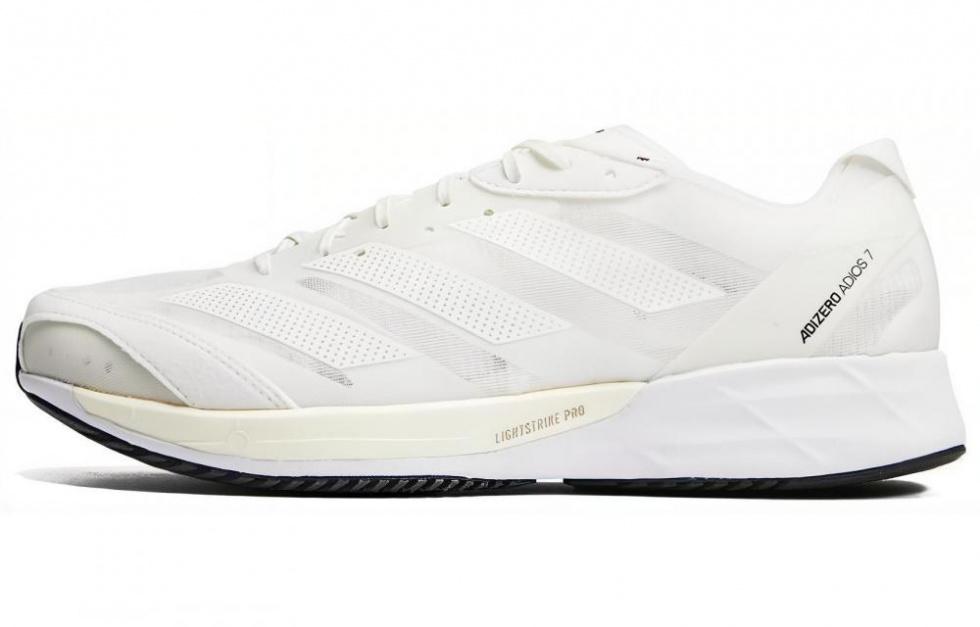 Adidas Adizero Adios 7 Cushioning Anti-Slip Wear-Resistant Breathability Low-Top Casual Running Shoes Men's White Black