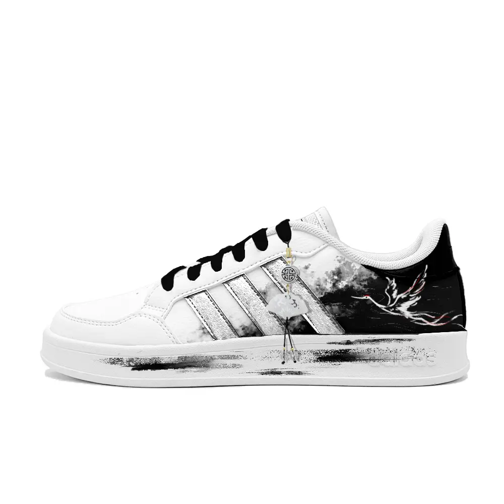 Adidas Neo Breaknet Shenghe Lightweight Anti Slip Low top Skateboard Shoes Men's Black White