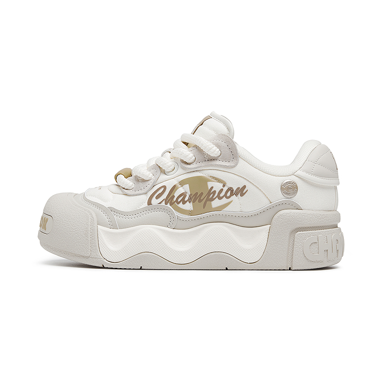Champion Low Sugar Puffy Shoes Balance Low Top Skateboard Shoes Men's Milk White/Pumice Gray