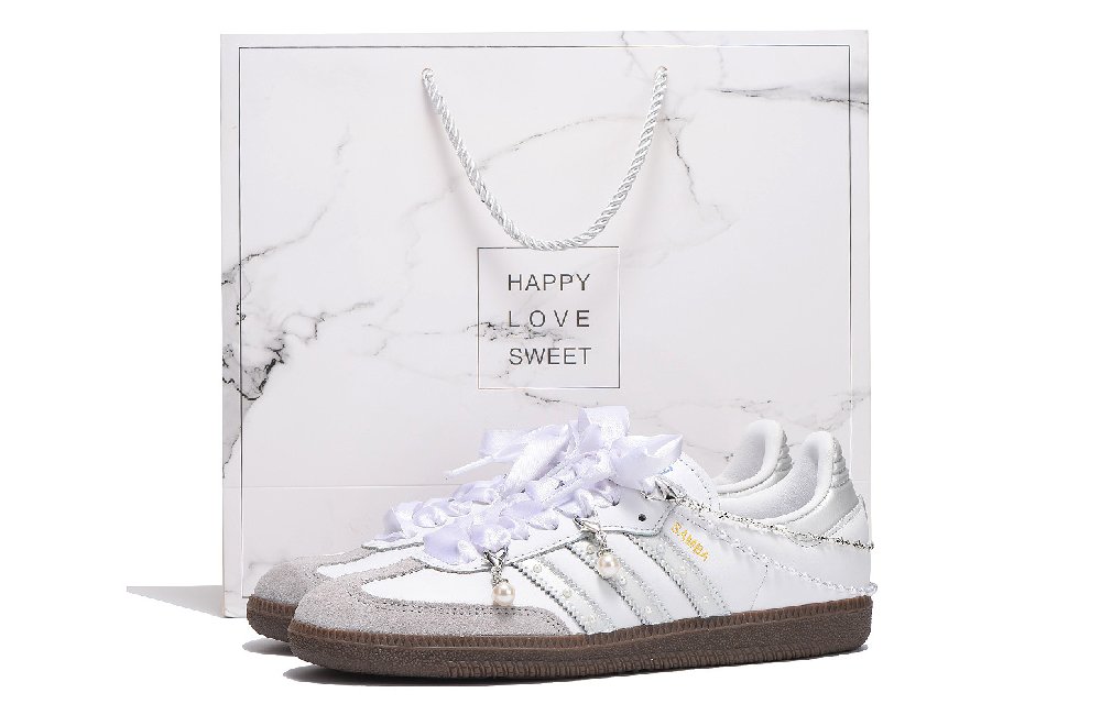 Adidas Originals SAMBA OG Abrasion Resistant Low Top Skateboard Shoes Unisex Silver White