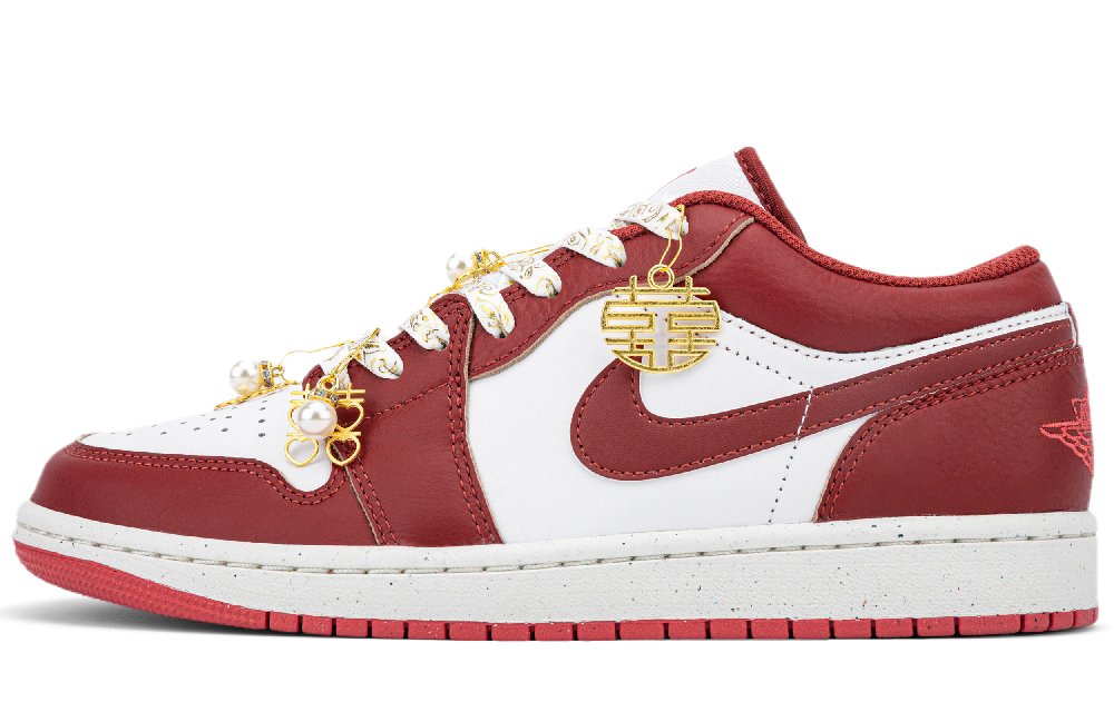 Jordan Air Jordan 1 Anti Slip Wear Resistant Low Top Vintage Basketball Shoes Unisex Red