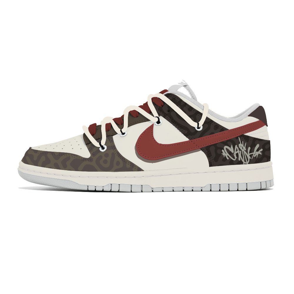 Nike Dunk Abrasion-Resistant Slip-Resistant Low-Top Skateboard Shoes Unisex White Brown