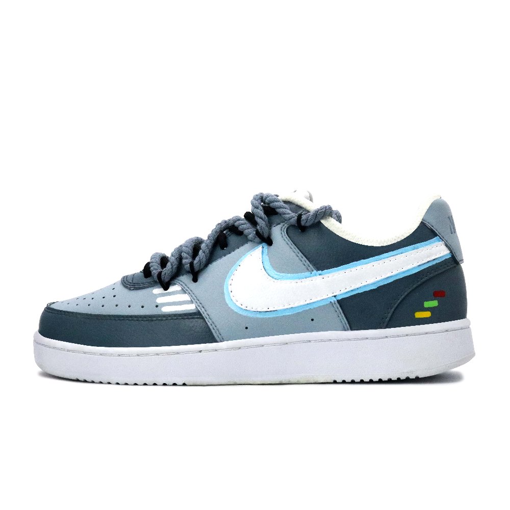Nike Court Vision 1 Lightweight Low-Top Skateboard Shoes Men's Gray White Blue