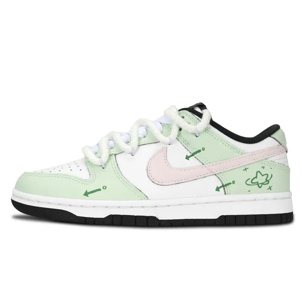 Nike Dunk Black White, Forest Arrow Trail Abrasion Resistant Low Top Skateboard Shoes Unisex Green