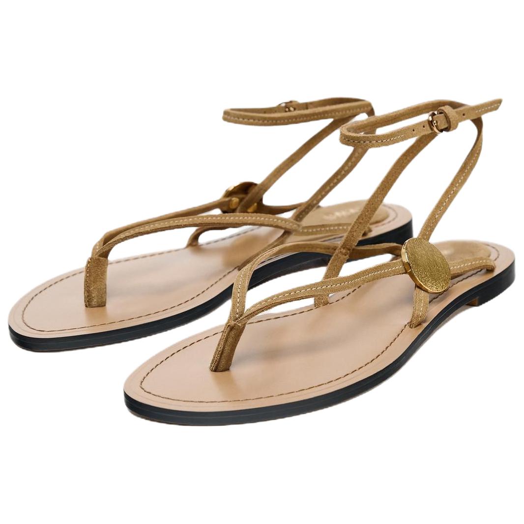 ZARA One Strap Sandals 2cm Women's Brown купить в интернет-магазине Yoocart с быстрой доставкой по России.