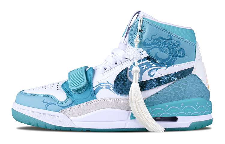 Jordan Legacy 312 Green Dragon Cushioned Wear-Resistant Breathable High-Top Vintage Basketball Shoes Men's Peacock Blue
